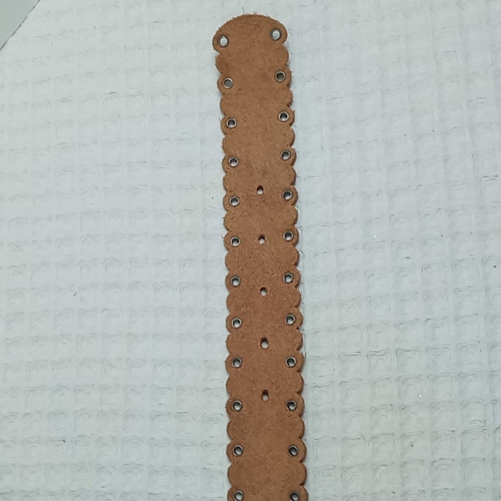Fossil Brown Leather Belt With Coin Details Scalloped Edges And Grommets Size M - Picture 9 of 14